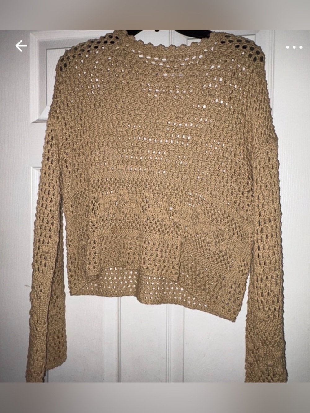 Zara Crochet Open-Knit Sweater - Beige Brown